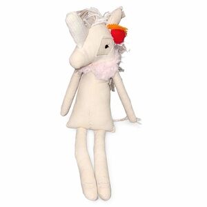 Anthropologie Dainty Cheeks Unicorn Plush Stuffed Animal Doll 22”